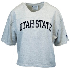 women's vintage wash champion gray utah state cropped t-shirt